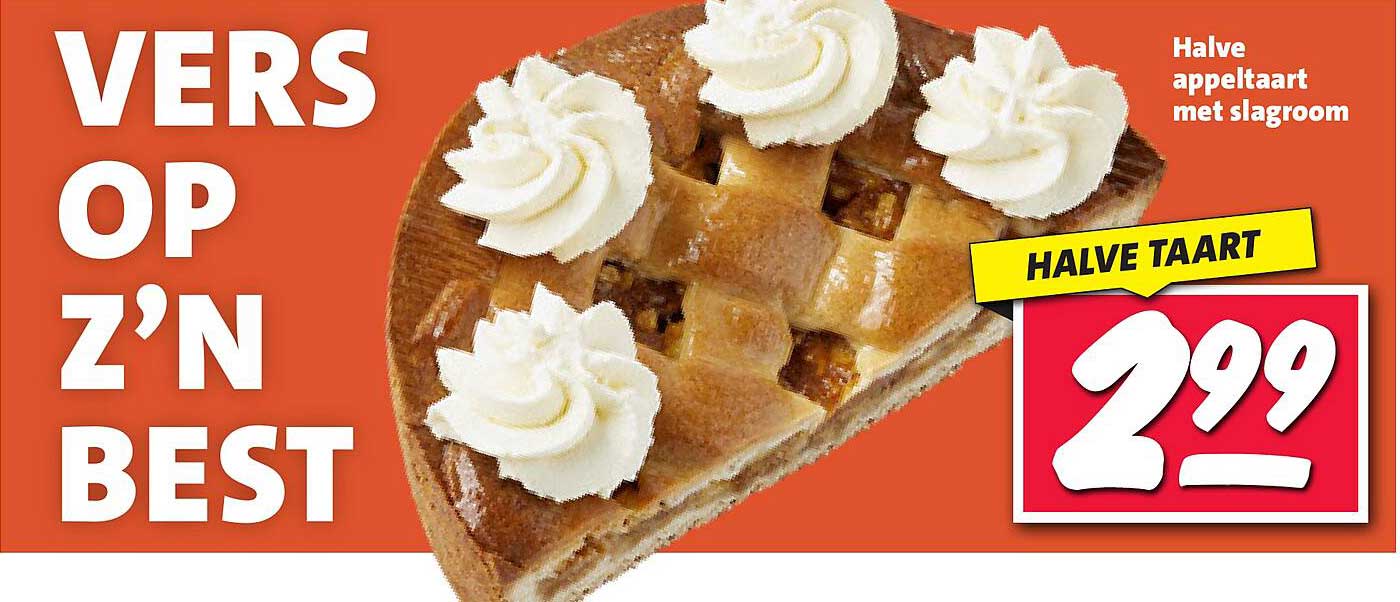Halve appeltaart met slagroom