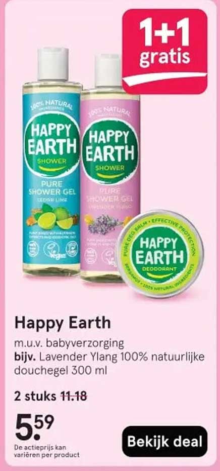 Happy Earth m.u.v. babyverzorging bijv. Lavender Ylang 100% natuurlijke douchegel 300 ml