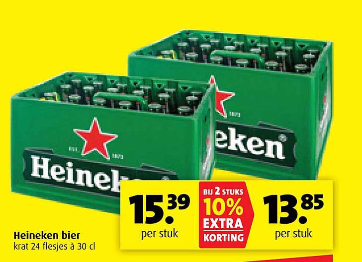 Heineken bier krat 24 flesjes à 30 cl