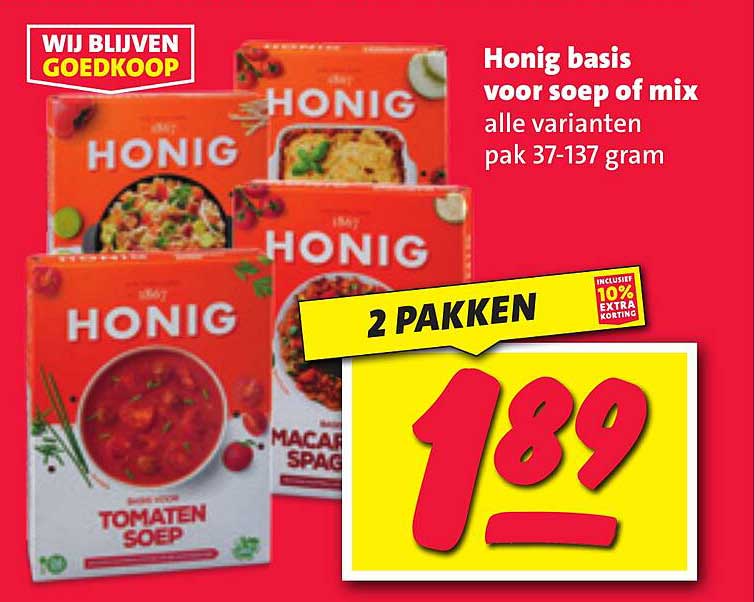 Honig basis voor soep of mix alle varianten pak 37-137 gram