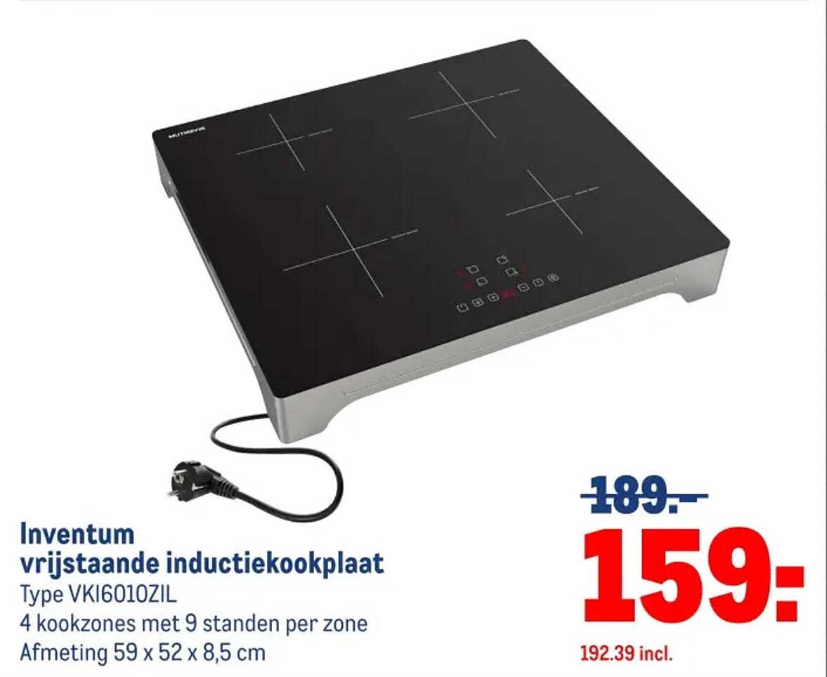 Inventum vrijstaande inductiekookplaat Type VKI6010ZIL
