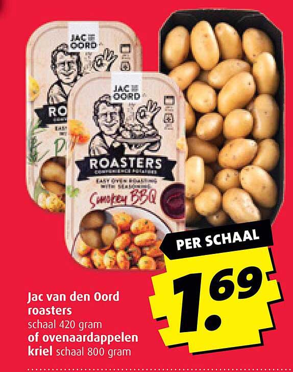 Jac van den Oord roasters schaal 420 gram of ovenaardappelen kriel schaal 800 gram