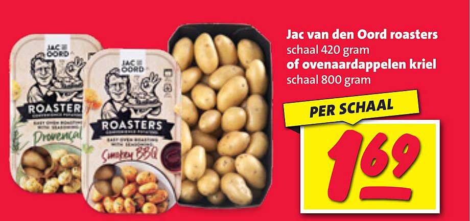 Jac van den Oord roasters schaal 420 gram of ovenaardappelen kriel schaal 800 gram
