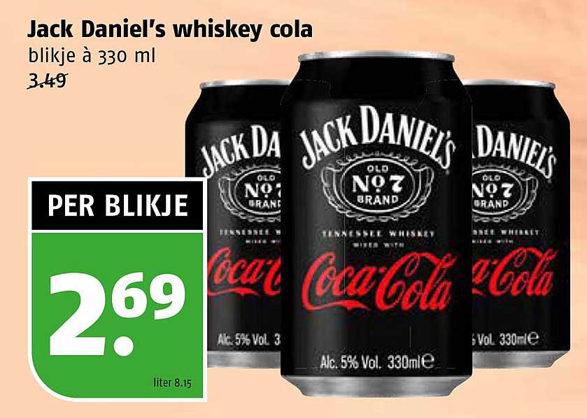 Jack Daniel's whiskey cola blikje à 330 ml