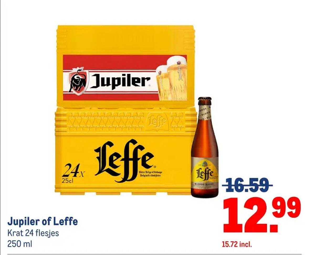 Jupiler of Leffe Krat 24 flesjes 250 ml