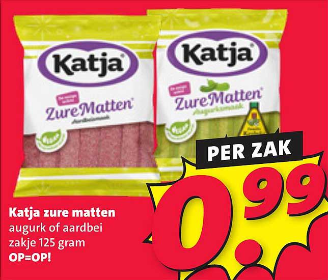 Katja zure matten augurk of aardbei zakje 125 gram OP=OP!
