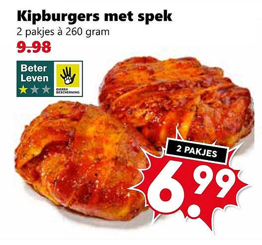 Kipburgers met spek