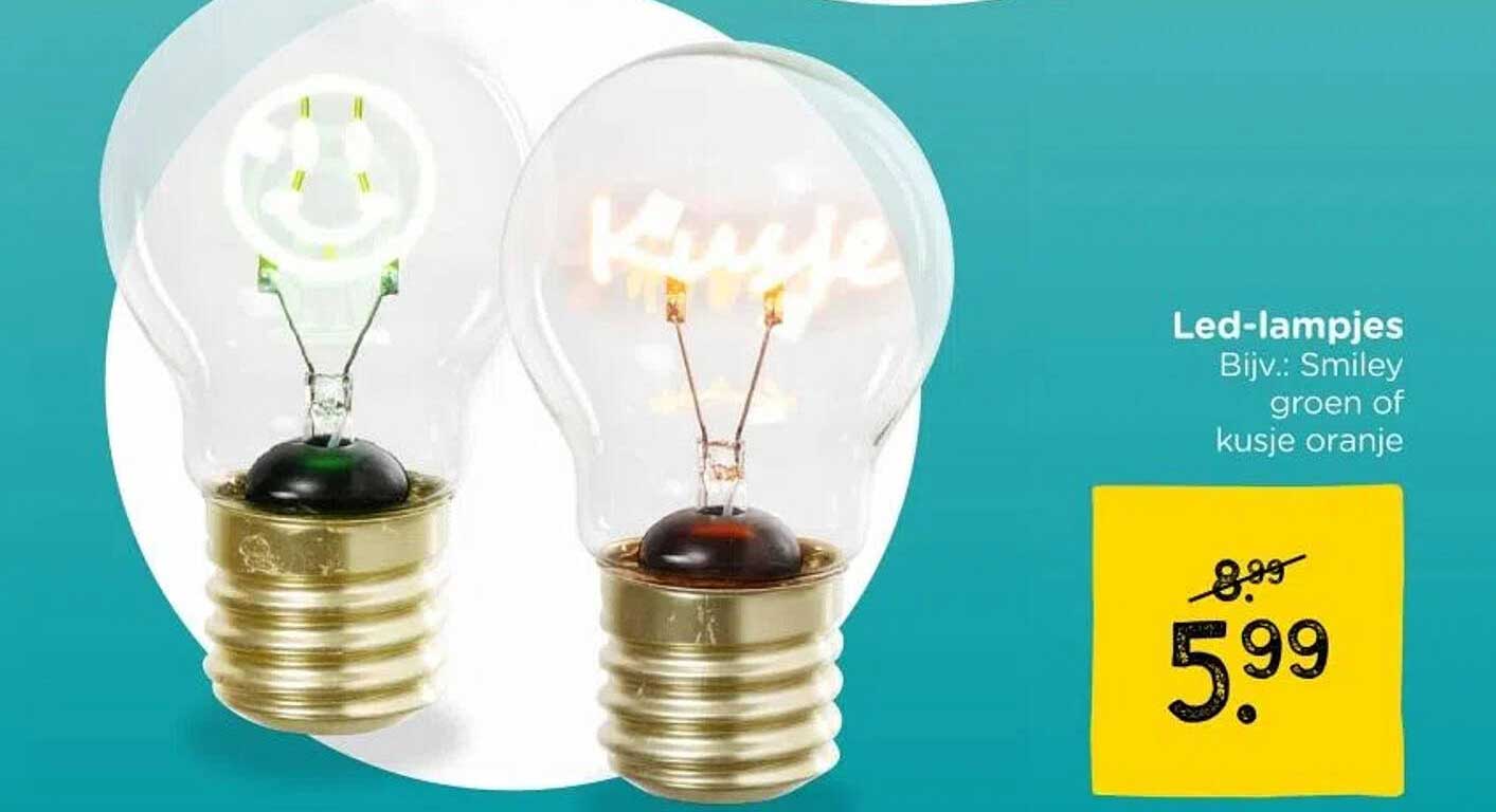 Led-lampjes Bijv.: Smiley groen of kusje oranje