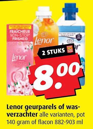 Lenor geurparels of wasverzachter alle varianten, pot 140 gram of flacon 882-903 ml