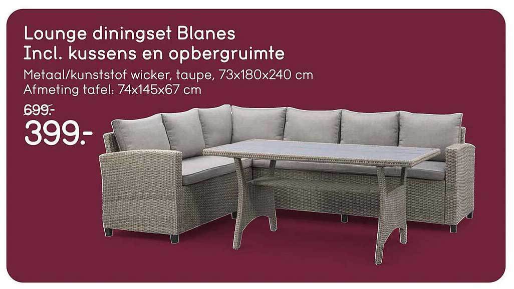Lounge diningset Blanes Incl. kussens en opbergruimte