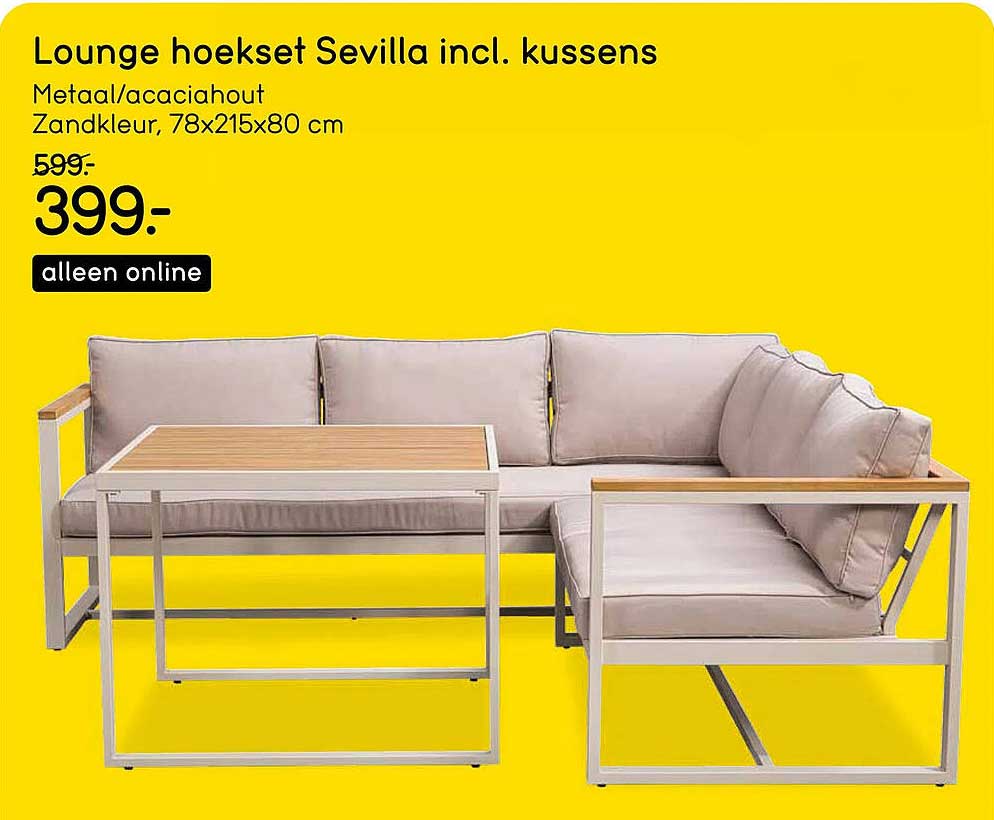 Lounge hoekset Sevilla incl. kussens