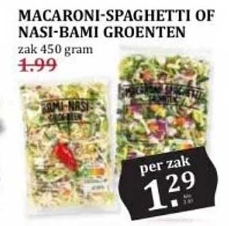 MACARONI-SPAGHETTI OF NASI-BAMI GROENTEN