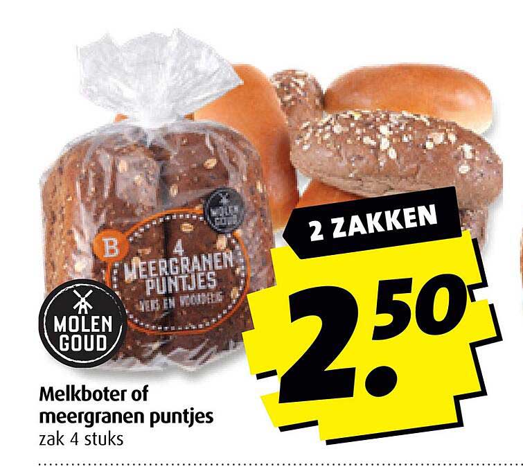 Melkboter of meergranen puntjes zak 4 stuks