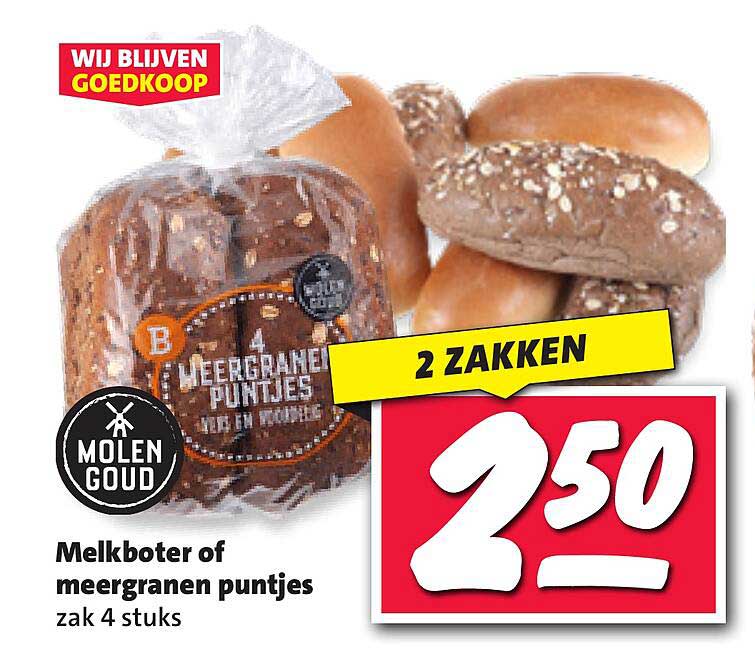 Melkboter of meergranen puntjes zak 4 stuks