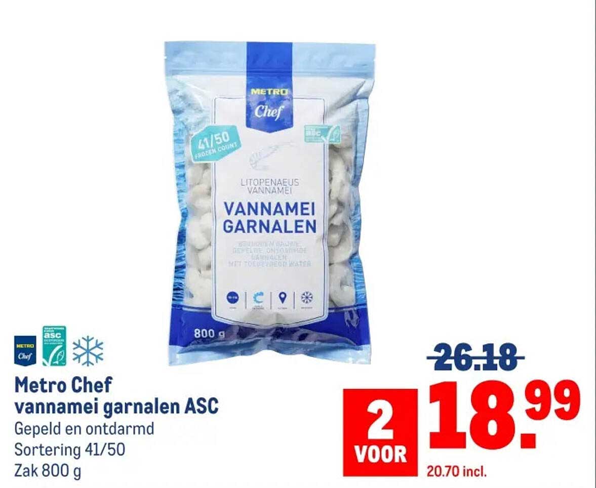 Metro Chef vannamei garnalen ASC