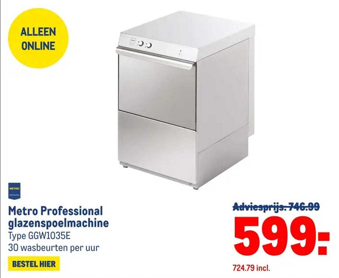 Metro Professional glazenspoelmachine Type GGW1035E