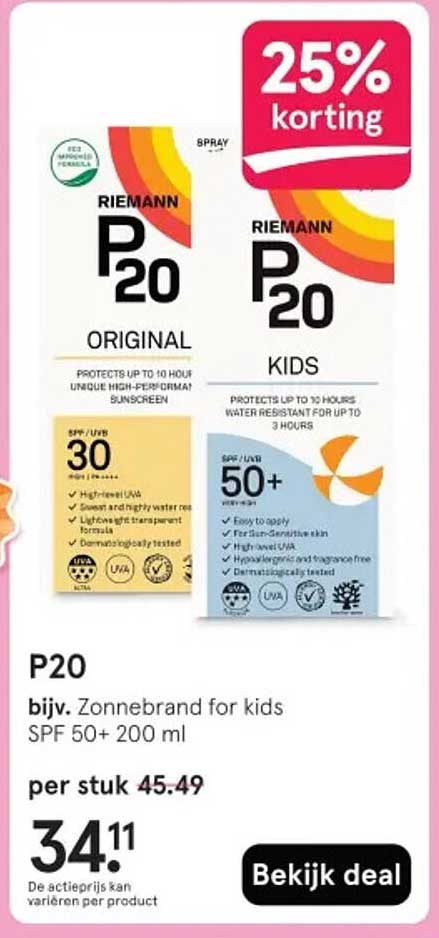 P20 Zonnebrand for kids SPF 50+ 200 ml