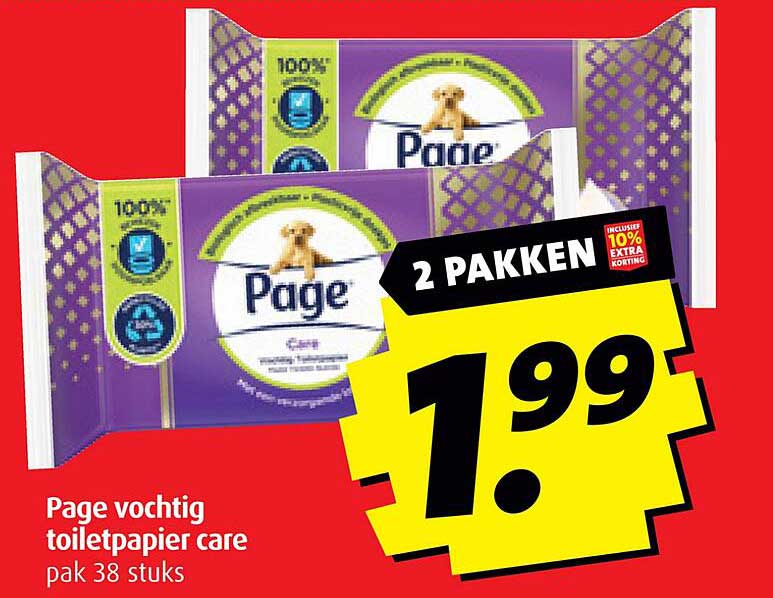 Page vochtig toiletpapier care pak 38 stuks