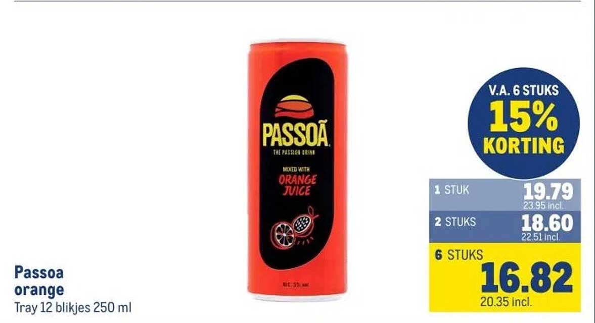 Passoa orange Tray 12 blijkjes 250 ml