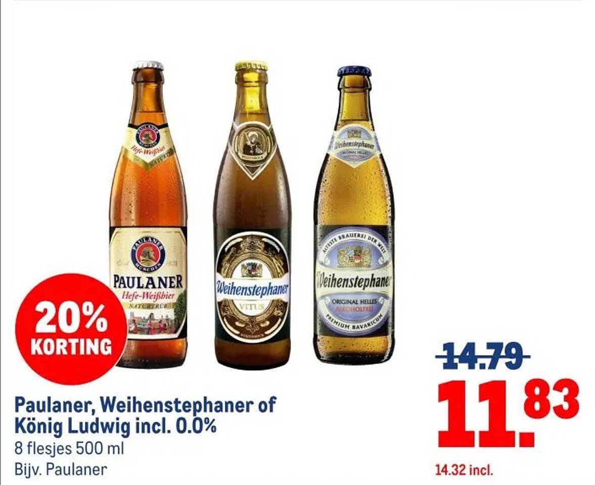 Paulaner, Weihenstephaner of König Ludwig incl. 0.0%