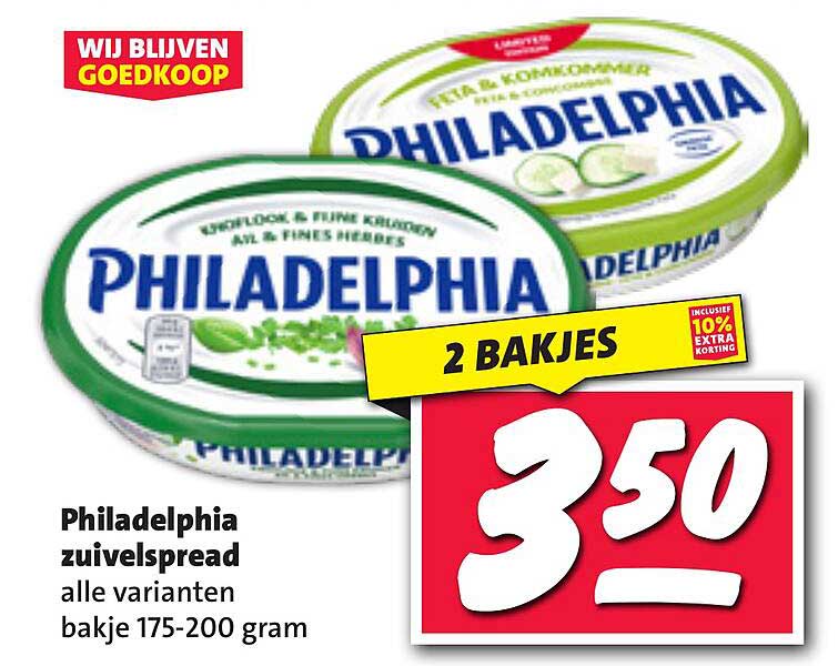Philadelphia zuivelspread alle varianten bakje 175-200 gram