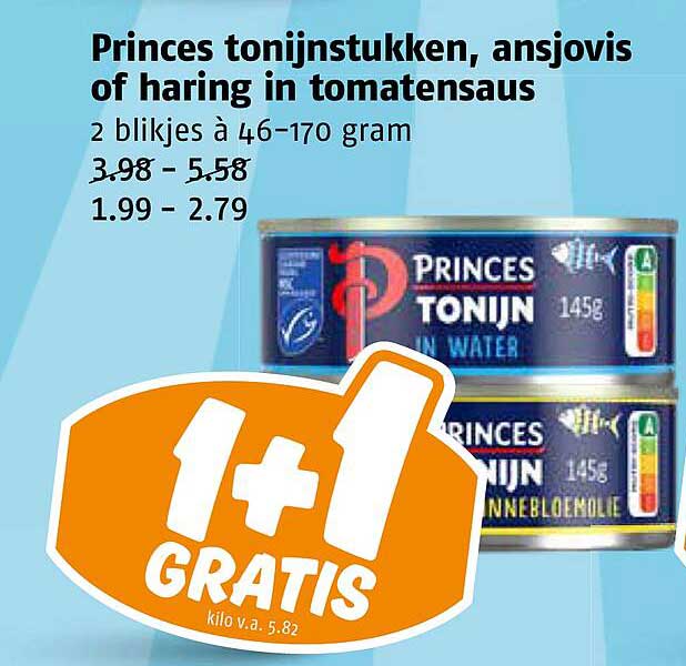 Princes tonijnstukken, ansjovis of haring in tomatensaus