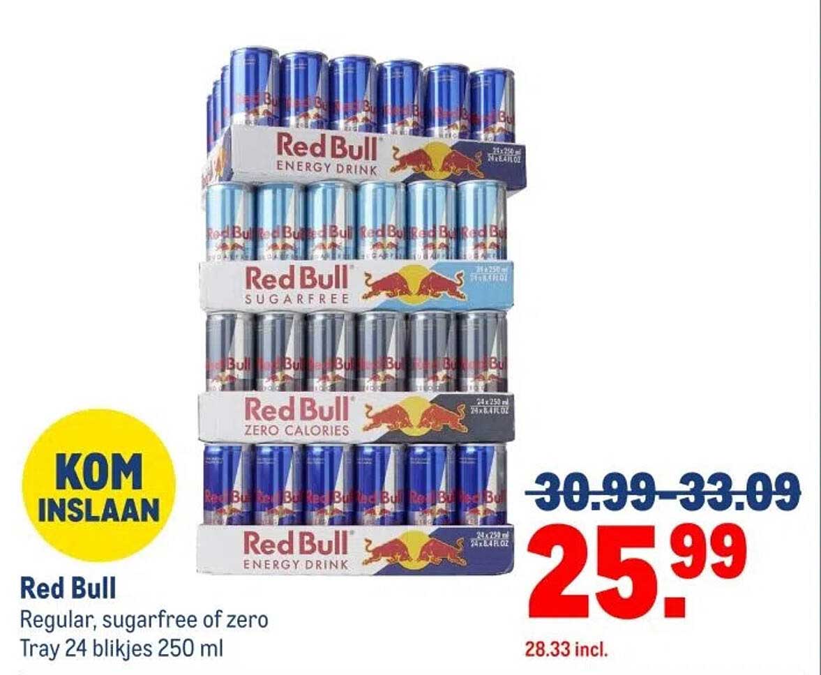 Red Bull Regular, sugarfree of zero - Tray 24 blikjes 250 ml