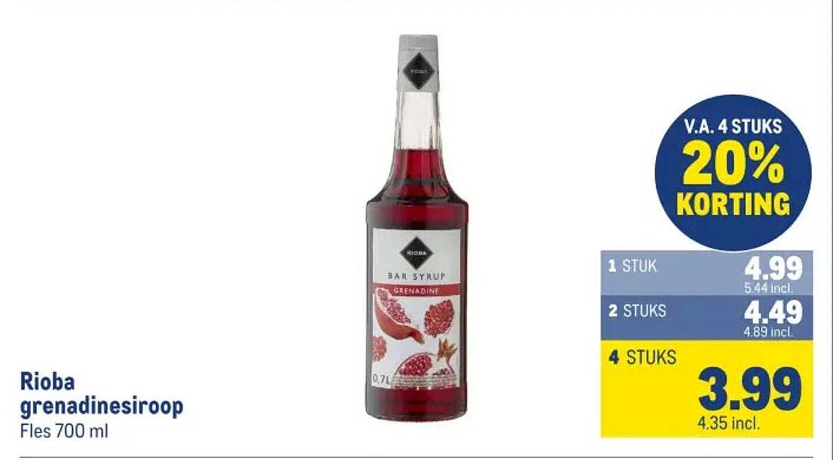Rioba grenadinesiroop Fles 700 ml