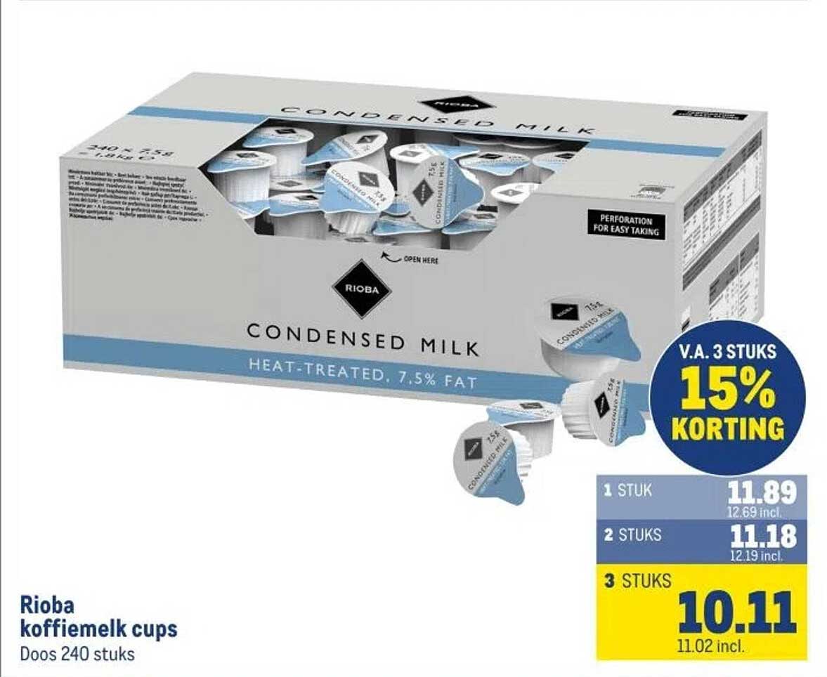 Rioba koffiemelk cups Doos 240 stuks