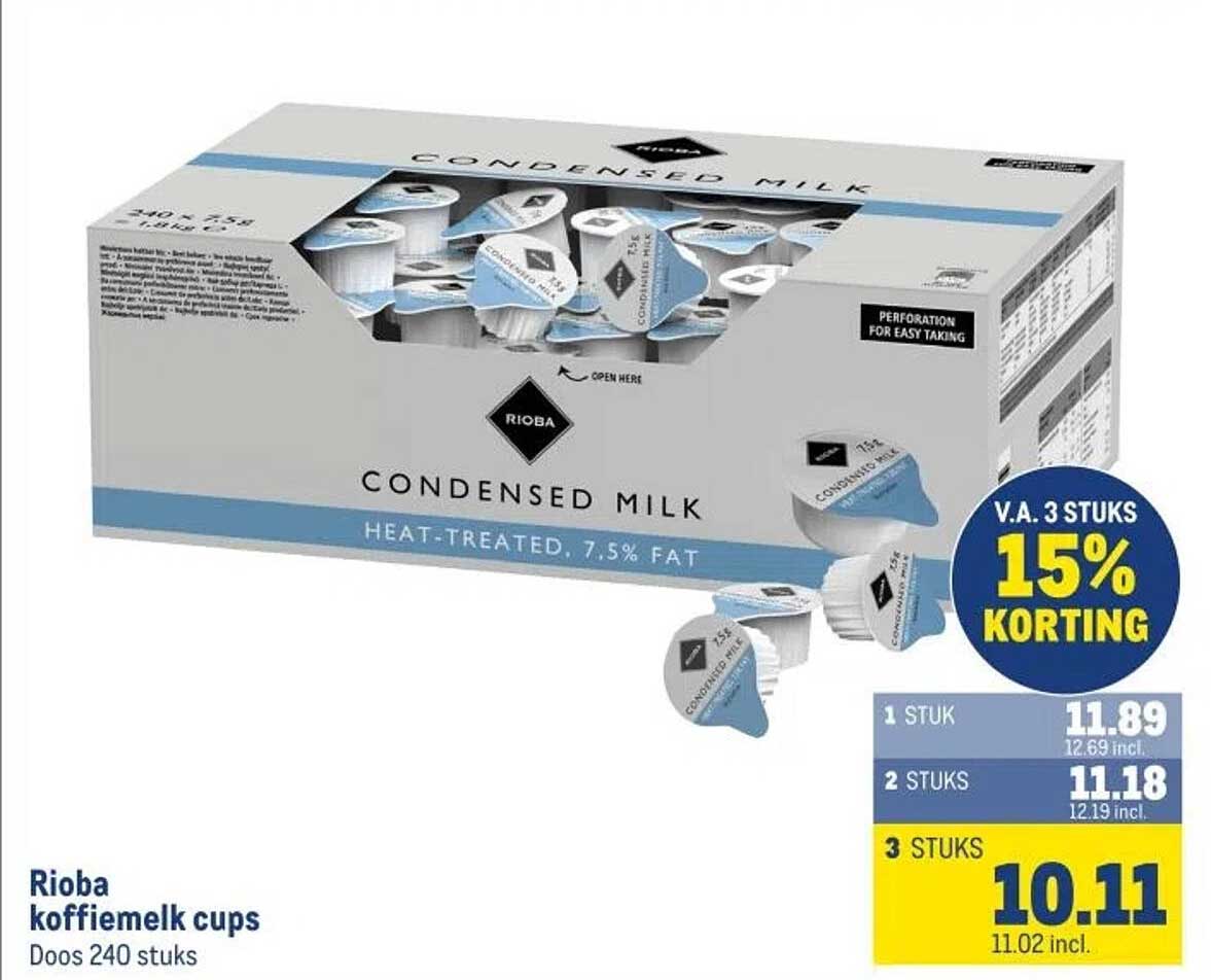 Rioba koffiemelk cups - Doos 240 stuks