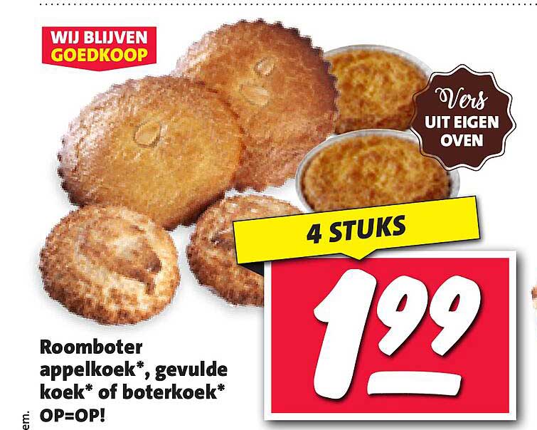 Roomboter appelkoek*, gevulde koek* of boterkoek* OP=OP!