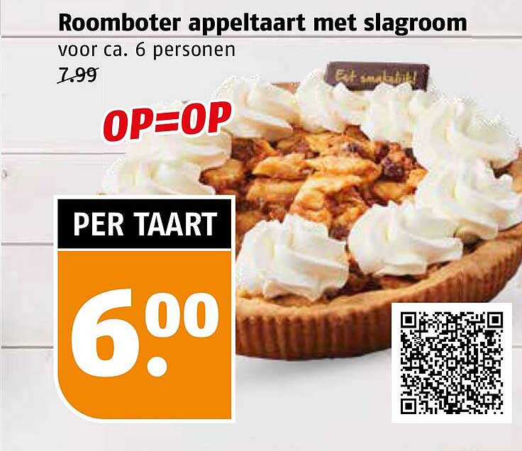 Roomboter appeltaart met slagroom voor ca. 6 personen
