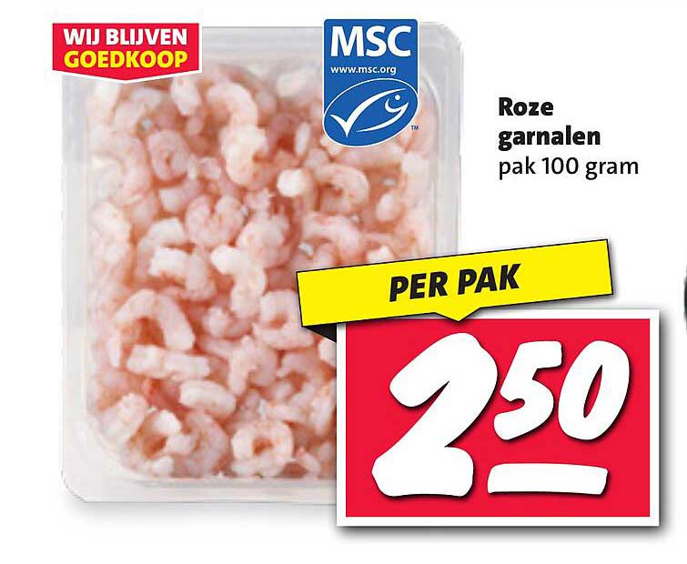 Roze garnalen pak 100 gram