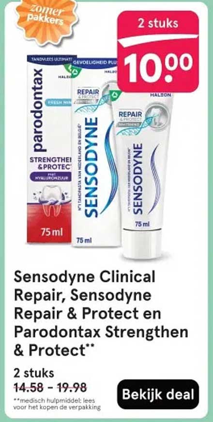 Sensodyne Clinical Repair, Sensodyne Repair & Protect en Parodontax Strengthen & Protect