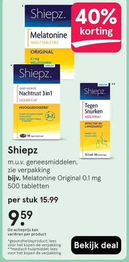 Shiepz Melatonine Original 0.1 mg 500 tabletten