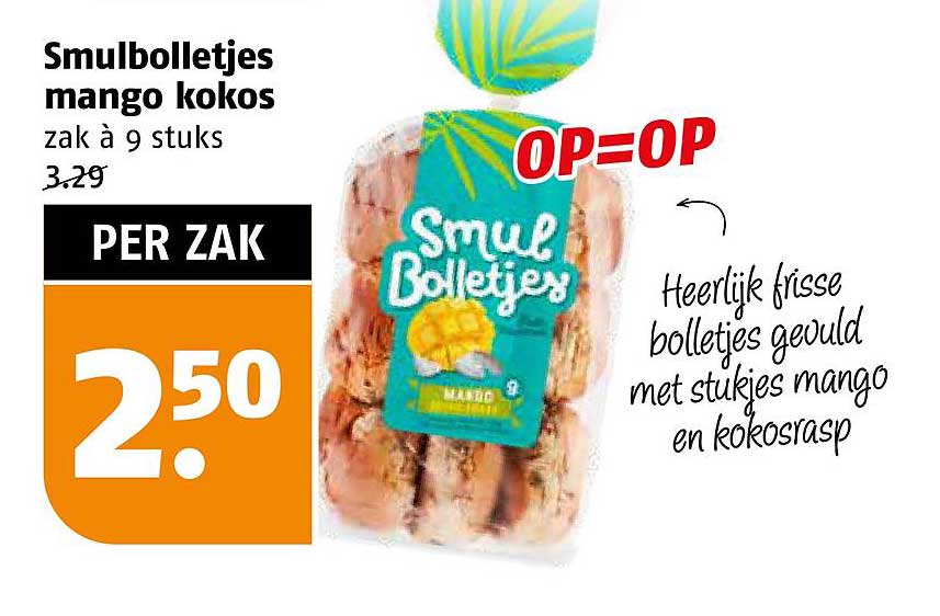 Smulbolletjes mango kokos zak à 9 stuks