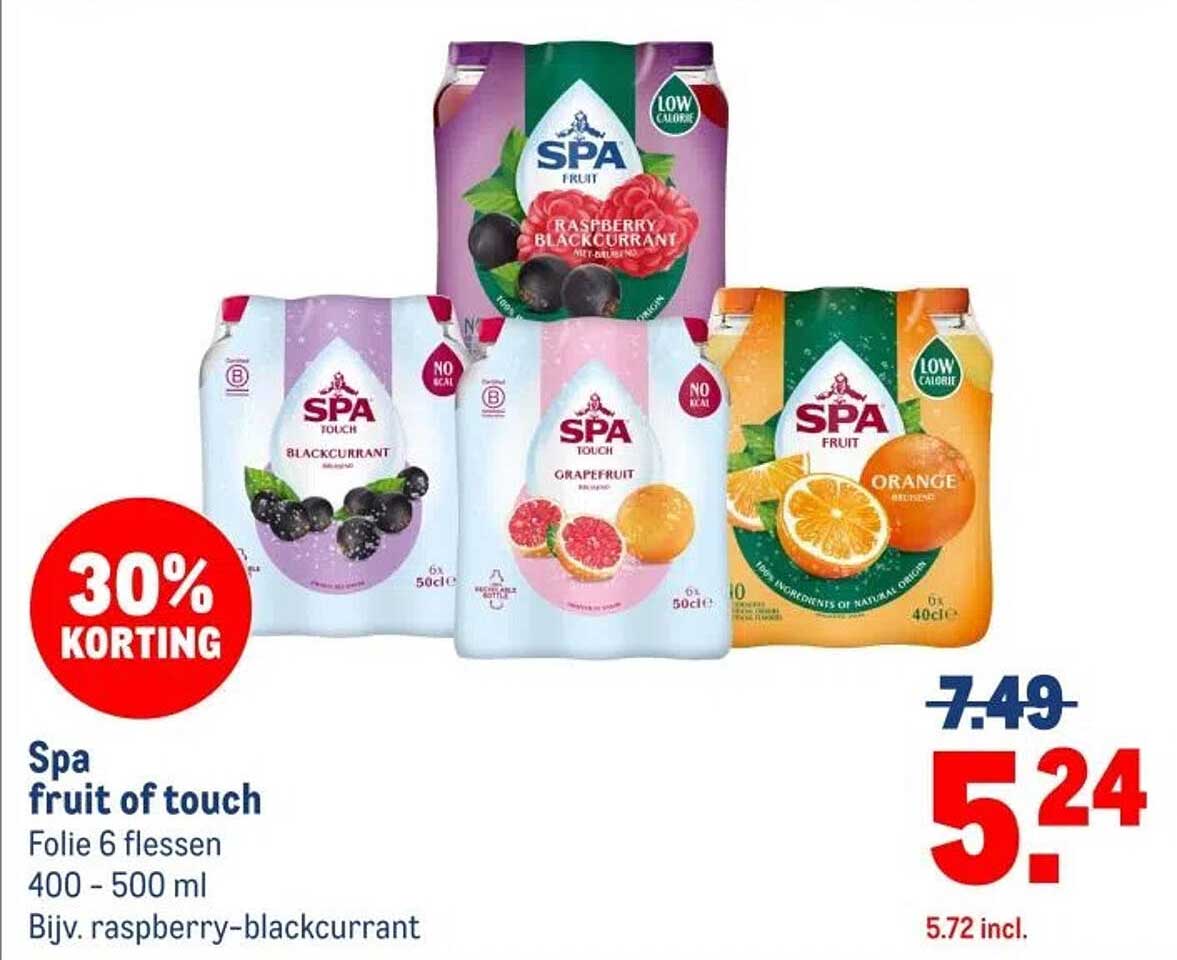 Spa fruit of touch Folie 6 flessen 400 - 500 ml