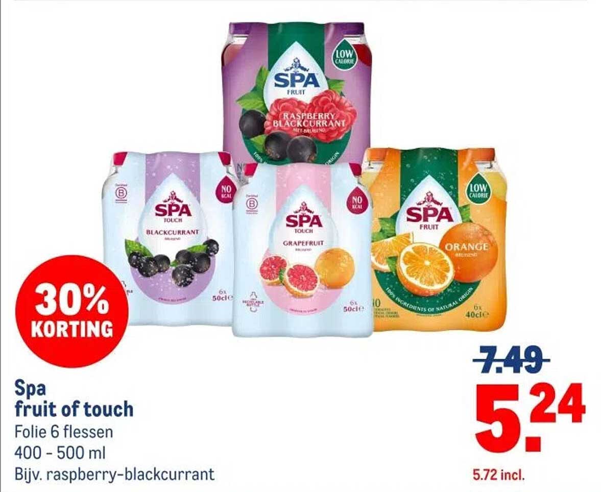 Spa fruit of touch Folie 6 flessen 400 - 500 ml