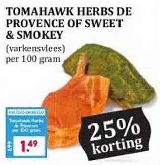 TOMAHAWK HERBS DE PROVENCE OF SWEET & SMOKEY (varkensvlees) per 100 gram