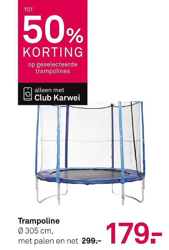 Trampoline Ø 305 cm, met palen en net