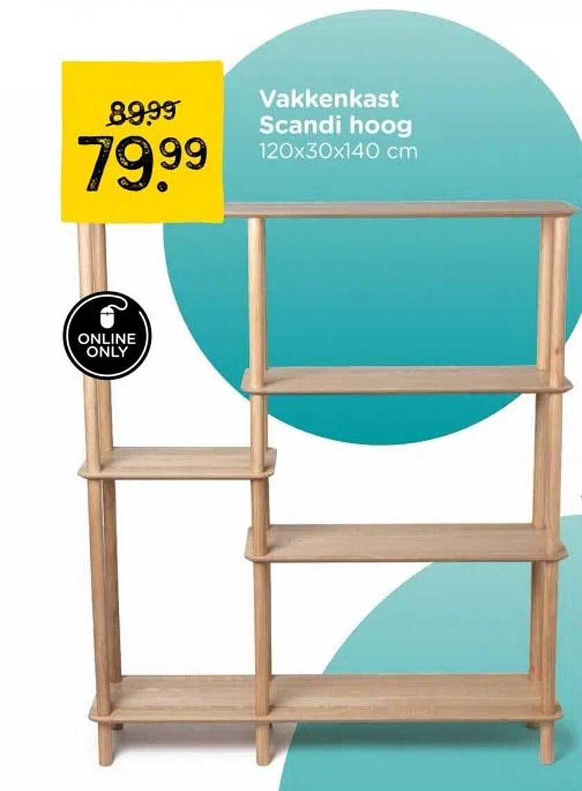 Vakkenkast Scandi hoog 120x30x140 cm