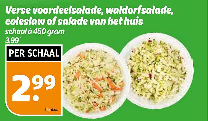 Verse voordeesalade, waldorfsalade, coleslaw of salade van het huis