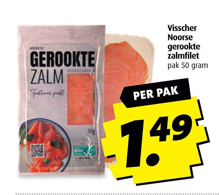 Visscher Noorse gerookte zalmfilet pak 50 gram