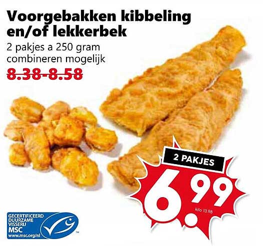 Voorka bakken kibbeling en/of lekkerbek
