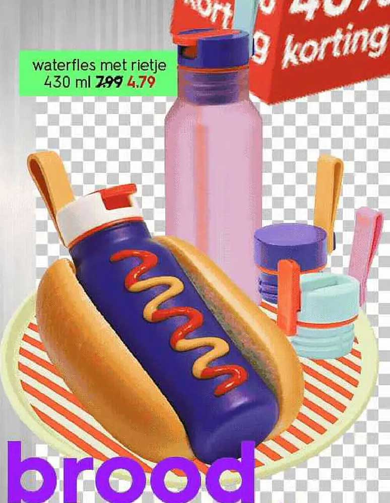 waterfles met rietje 430 ml