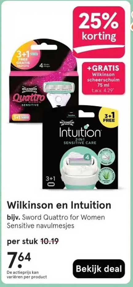 Wilkinson en Intuition bijv. Sword Quattro for Women Sensitive navullesjes