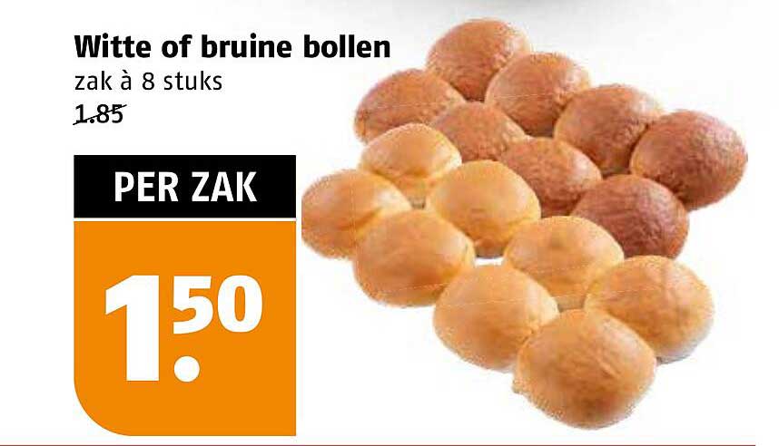 Witte of bruine bollen zak à 8 stuks