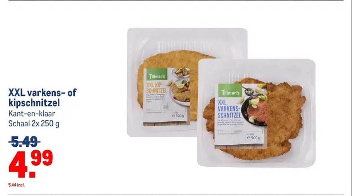 XXL varkens- of kipschnitzel