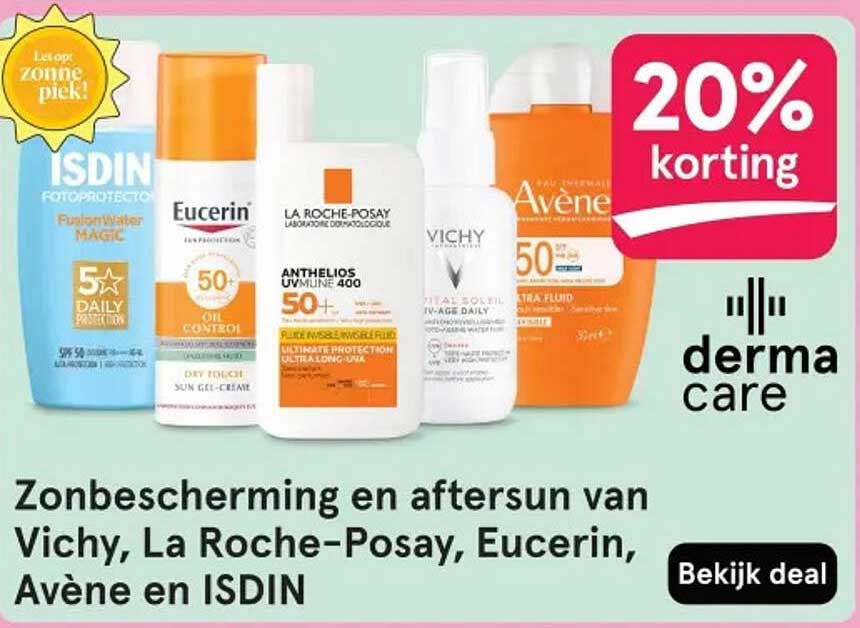 Zonbescherming en aftersun van Vichy, La Roche-Posay, Eucerin, Avène en ISDIN