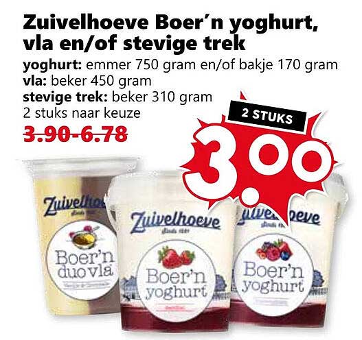 Zuivelhoeve Boer’n yoghurt, vla en/of stevige trek